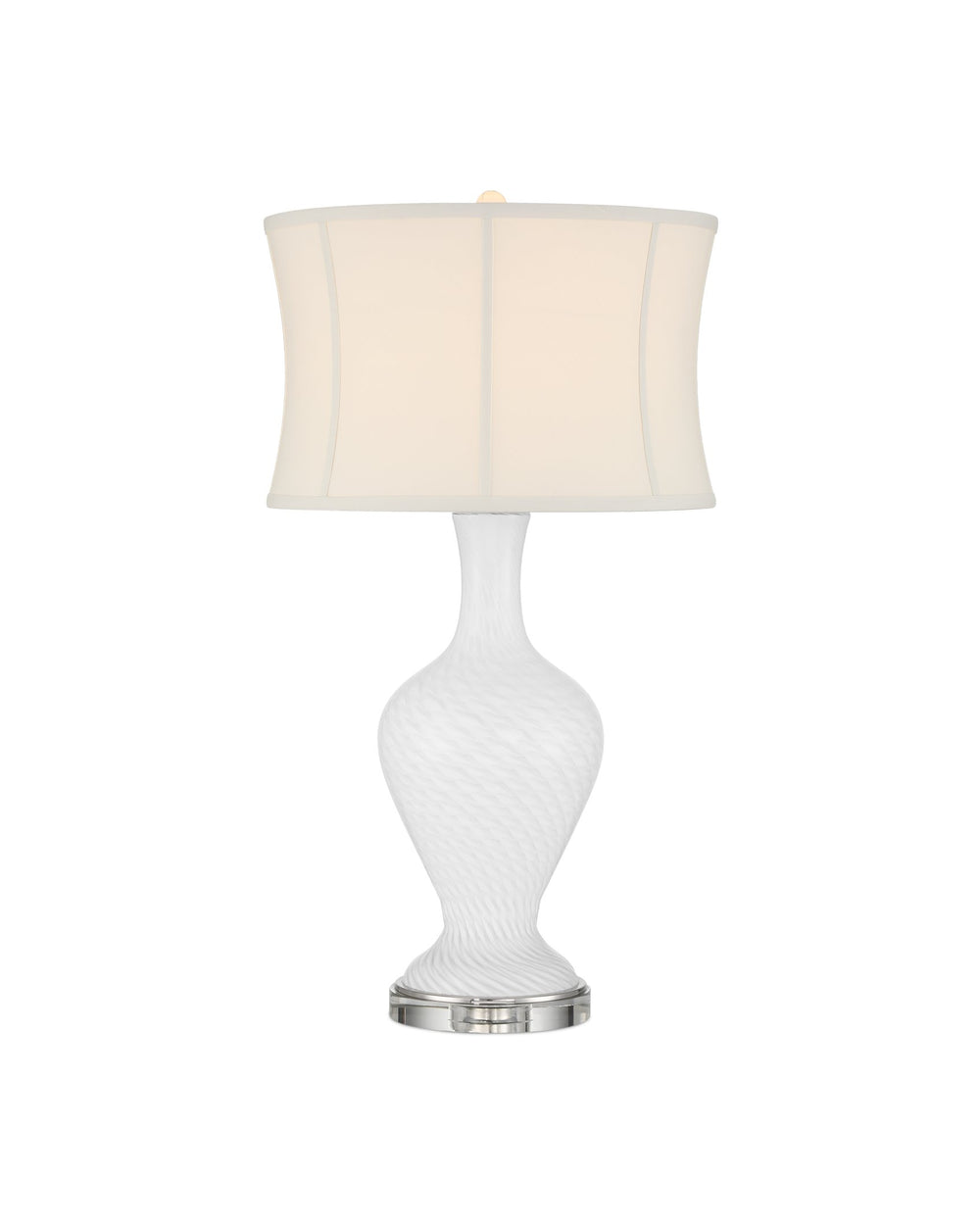 Currey & Company Zeta Stunning White Table Lamp - Venetian Zanfirico Glass, Crystal Base & Polished Nickel Accent White Glass ,Optic Crystal 6000-1009-currey-company