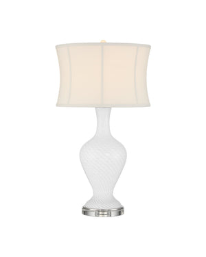 Currey & Company Zeta Stunning White Table Lamp - Venetian Zanfirico Glass, Crystal Base & Polished Nickel Accent White Glass ,Optic Crystal 6000-1009-currey-company