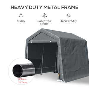 English Elm Outsunny Portable Carport Shelter with Steel Frame Anti-uv Pe Cover and Zipper Entry W2225P217230