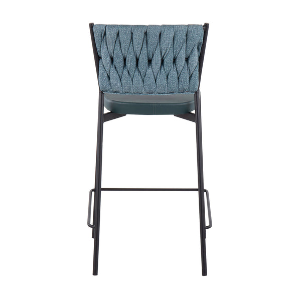 English Elm Contemporary Braided Sea Green Upholstered Counter Stools for Kitchen Islands Set of 2 B202P221683