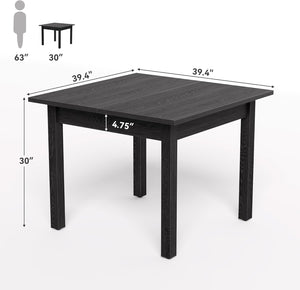English Elm Mid-sized Square Dining Table Cracked Oak Rustic Brown Finish Seats Four Compact T3971P450363