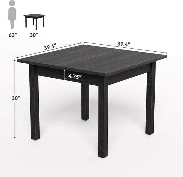 English Elm Mid-sized Square Dining Table Cracked Oak Rustic Brown Finish Seats Four Compact T3971P450363