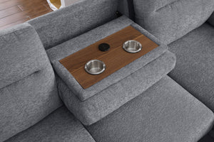 English Elm Kipling Chenille Sleeper Sectional with Storage Chaise and Built-in Usb Charging Light Gray B061S00832