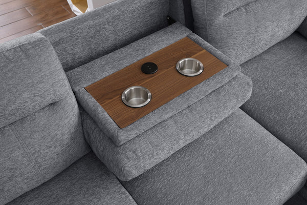 English Elm Kipling Chenille Sleeper Sectional with Storage Chaise and Built-in Usb Charging Light Gray B061S00832