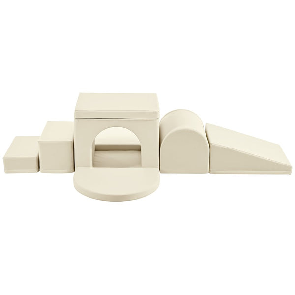 English Elm Colorful Modular Foam Play Structure 7 Piece Toddler Crawling Climbing Indoor Playset Beige N710P170359K