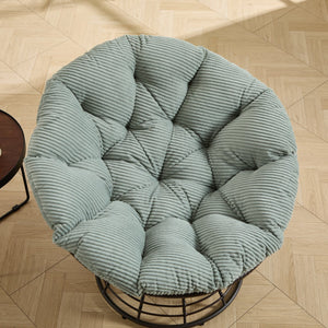 English Elm Comfortable Rattan Papasan Swivel Chair Overstuffed Corduroy Cushion Indoor Outdoor Lounge W640P443557