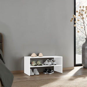 English Elm Silpa Compact Shoe Rack 3-Shelf Organizer 23.6" Wide White – Modern Entryway Bench & Storage B200P368113