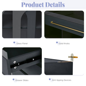 English Elm (assembly Required) Topmax 63w Matte Black Buffet Hutch with Pegboard and Power Outlet N717S000079B