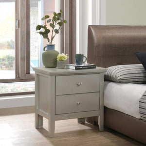 English Elm Elegant Silver Nightstand with Two Drawers, 24"H Compact Accent Table, Assembly-Free, Sleek Finish Champagne 19 L x 28 W x 26 H B078107983