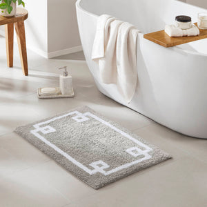 JLA Home Madison Park - Cotton Tufted Bath Rug Runner 24x72 - Plush OEKO-TEX Cotton, Skid-Resistant Backing, Machine Washable Grey MP72-3607