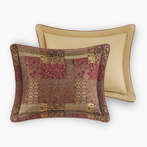 English Elm 4 Piece Brown Comforter Set - Elegant Jacquard Patchwork Design For Cozy Queen Bedroom Decor B035128749