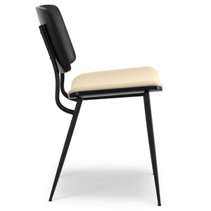 English Elm Hayley Off White Dining Chair Set of 2 – Mid-Century Molded Plywood, Vegan Leather Seat, Metal Legs B136P266929