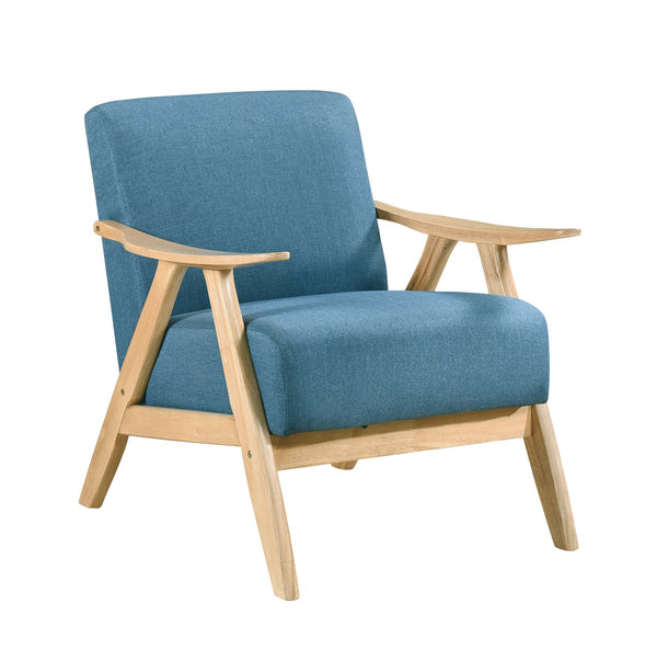 English Elm Modern Velvet Accent Chair with Dark Walnut Angular Frame, Streamlined Mid-Century Comfort Design Blue,Natural 35.5 L x 25.5 W x 20 H B011P271955