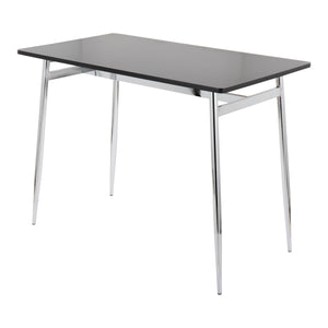 English Elm Marcel Contemporary Counter Table - Sleek Chrome Metal & Black Wood Design For Modern Spaces B202P223373