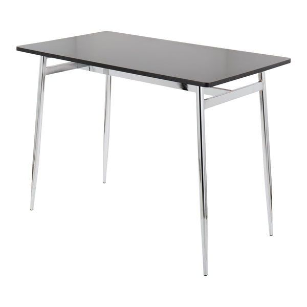 English Elm Marcel Contemporary Counter Table - Sleek Chrome Metal & Black Wood Design For Modern Spaces B202P223373