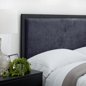 English Elm Metal Upholstered Headboard Queen Navy with Metal Trim, 26" Padded Height, Spot-Clean, Modern Chic B350P394947