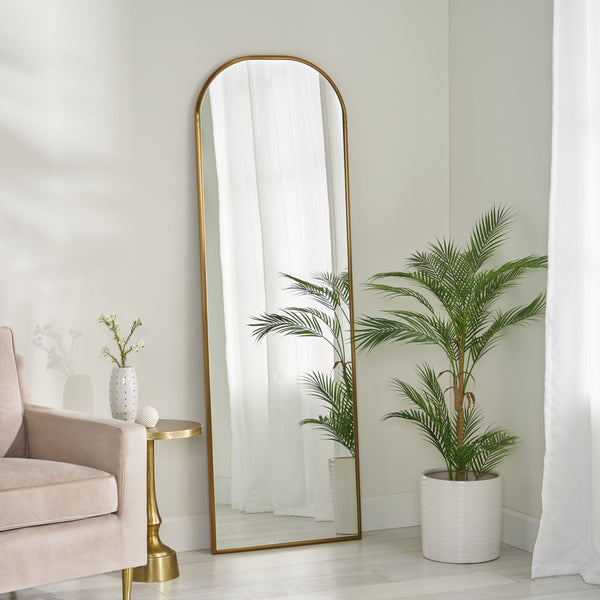 English Elm Christopher Knight Home® - LENGTH Mirror Antique Brass Full-Length Wall Mirror 78x30.5 MDF Frame Vintage Brass Finish Reflective Elegance 69701.00