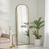 Christopher Knight Home® - Noble House - Revere Contemporary Rounded Rectangular Leaner Mirror, Brushed Brass