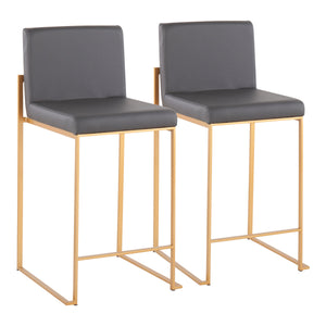 English Elm Contemporary High Back Upholstered Counter Stools with Steel Frame for Kitchen Island Grey B202P221944