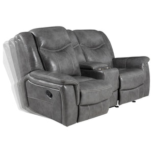 English Elm Carmen Luxe Faux Leather Cool Grey Motion Loveseat with Dual Recline, Storage & Plush Cushioningcomfort B062P357777