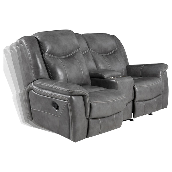 English Elm Carmen Luxe Faux Leather Cool Grey Motion Loveseat with Dual Recline, Storage & Plush Cushioningcomfort B062P357777