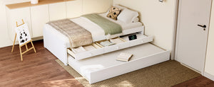 English Elm Twin Triple Metal Bunk Bed Matte Powder Coated Frame with Full Safety Guardrails White W1580S00385