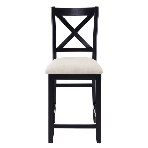 English Elm Dining Chairs Set of 4 Solid Rubberwood Counter Height with Padded Linen Seat W1998P336529