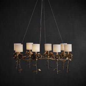 Rosabel Chandelier - Whimsical Antique Brass Blooming Design for Elegant Indoor Spaces, 12"x35"