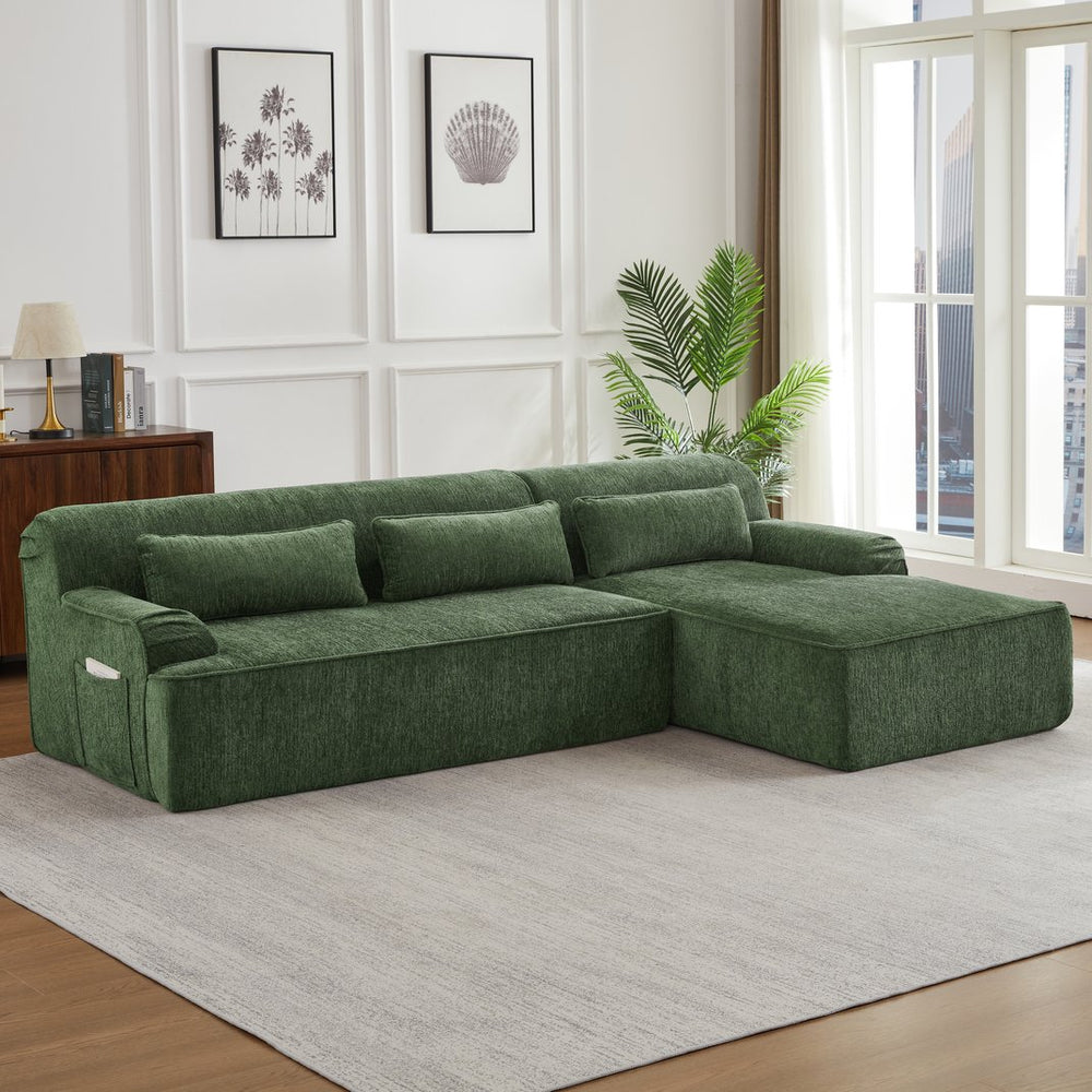 English Elm Chenille L-Shape Oversized Sectional Sofa - Plush Minimalist Design, No Assembly, Perfect For Any Space W2339S00067