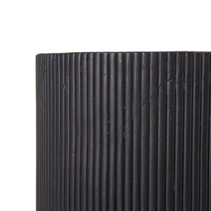 English Elm Handmade Mgo Ribbed Cylinder Side Table Black Concrete Finish Indoor Outdoor Use N772P261960B