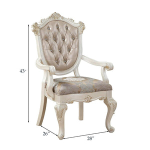English Elm Rose Rose Gold Tufted Armchairs Set of 2 with Crystal Buttons Floral Cushions Queen Anne Legs, Luxurious Dining Seating B062P189176