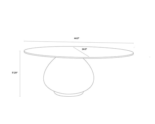 Sunpan MAEVA Contemporary Coffee Table: Sculptural Black Glass & Textured Concrete Design with Brass Accent 107185