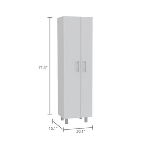 English Elm Bacoa Tall Utility Cabinet with Broom Storage and Five Shelves for Laundry Rooms B097S00237