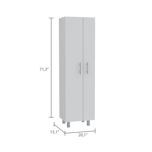 English Elm Bacoa Tall Utility Cabinet with Broom Storage and Five Shelves for Laundry Rooms B097S00237