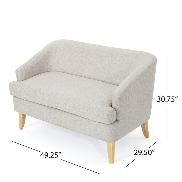 English Elm Christopher Knight Home® - LOVESEAT Mid-Century Modern Beige Fabric Sofa with Wood Legs, High-Density Foam Comfort, 49.25" W 60868.00BTWD