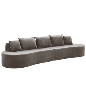 English Elm 138.6" Curved Modular Sectional Sofa Low Profile High Density Foam Living Room Lounge Light Brown N767P366006L