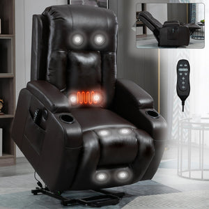 English Elm Infinite Power Lift Recliner with Massage Heating and Usb for Elderly Support W1803S00057
