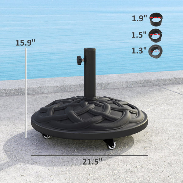English Elm Resin Concrete Patio Umbrella Base with Locking Wheels Woven Texture Matte Finish T3971P427464