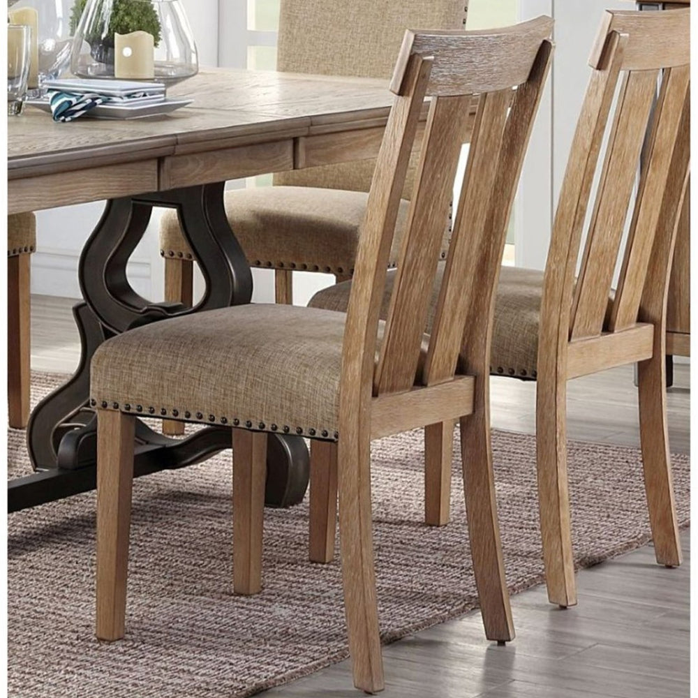 English Elm Set Of 2 Fabric Upholstered Dining Chairs With Nailhead Trim - Elegant Maple Style For Comfort B016P314436-GIGA