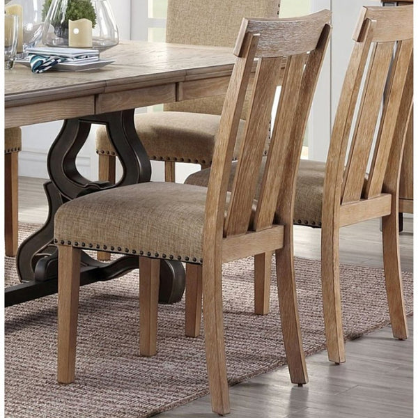 English Elm Set Of 2 Fabric Upholstered Dining Chairs With Nailhead Trim - Elegant Maple Style For Comfort B016P314436-GIGA