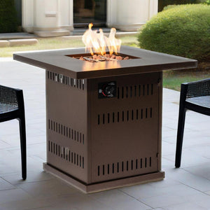 English Elm 28" 28inch Propane Fire Pit Table with Stainless Steel Burner, 50000BTU Steel Outdoor Patio Heat W853P204429