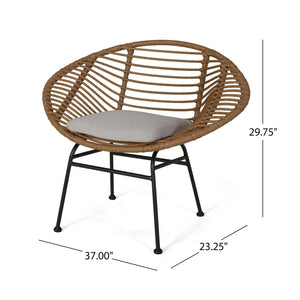 English Elm Engle Outdoor Wicker Lounge Chair Set with Cushions Powder Coated Steel Frame 65039.00LBRN