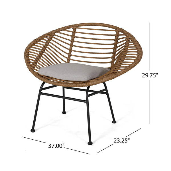 English Elm Engle Outdoor Wicker Lounge Chair Set with Cushions Powder Coated Steel Frame 65039.00LBRN
