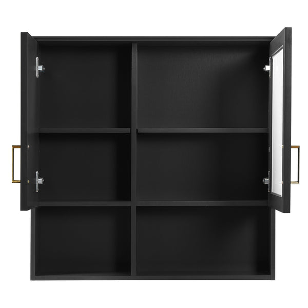 English Elm 2-in-1 Matte Wall Mounted Medicine Cabinet Soft Close Mirror Storage for Bathroom Vanity Black N710P389456B