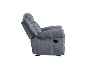 English Elm Zubaida Velvet Recliner Loveseat with USB & Storage Console, Tufted Pocket Coil Seats, Glide Motion Gray 77 L x 31 W x 26 H B2726P253085
