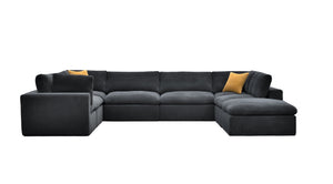 English Elm Coffee Bean Textured Modular Sectional Sofa Low Profile Living Room Contemporary Dark Gray B2748S00083