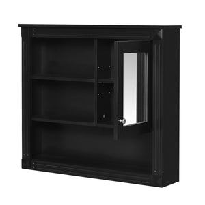 English Elm 32'' Bathroom Wall Cabinet Mirror — 32-inch Wall-Mounted Medicine Cabinet with Adjustable Shelves for Streamlined Bathroom Storage and Stylish Organization Black N710P254922B