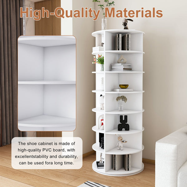 English Elm Rotating Seven Tier Shoe Tower Organizer Holds 28 Pairs with Spinning Base W2699P390457