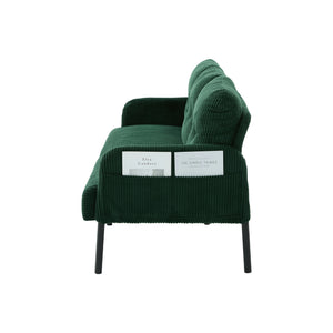 English Elm United We Win Corduroy Loveseat Plush Ergonomic Sofa with Spring Support Metal Legs Emerald W1568P410052