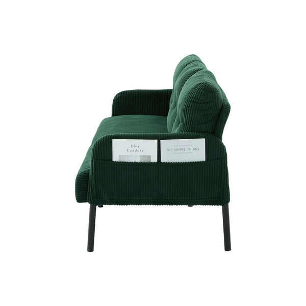 English Elm United We Win Corduroy Loveseat Plush Ergonomic Sofa with Spring Support Metal Legs Emerald W1568P410052